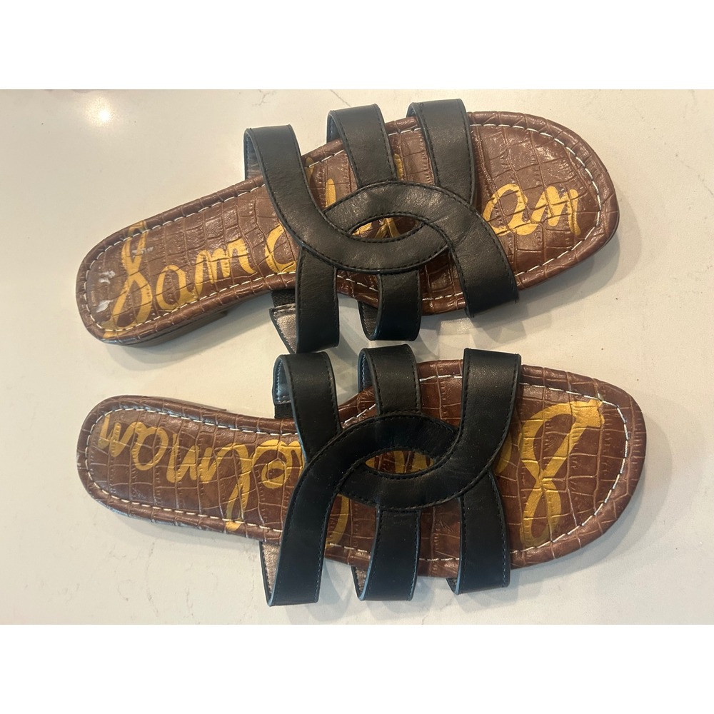 Sam Edelman Black Leather Slide Sandals